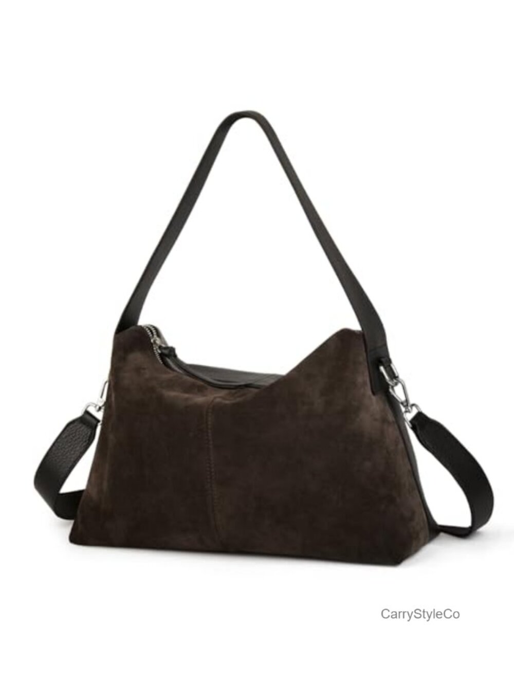 Full Grained Leather High Mercerized Cow Suede Crossbody Hobo Bag Adjustable